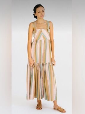 Mirth Rio Rainbow Stripe Handmade Cotton Maxi Dress Sundress